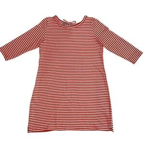 T by Talbots French Terry Long Sleeved Dress Orange White Stripes Size L